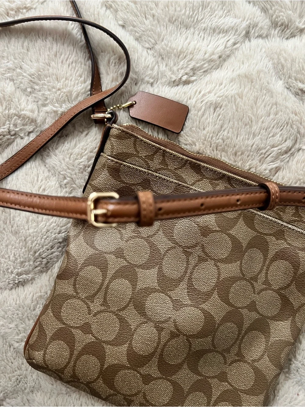 Coach Tan/Brown Signature Crossbody Messenger